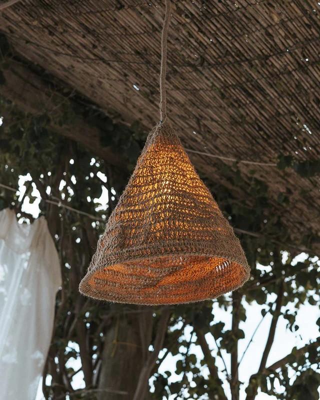 New Garden MARO Hängeleuchte mit 5 m Kabel für den Außenbereich mit E27 Fassung Naturfasern