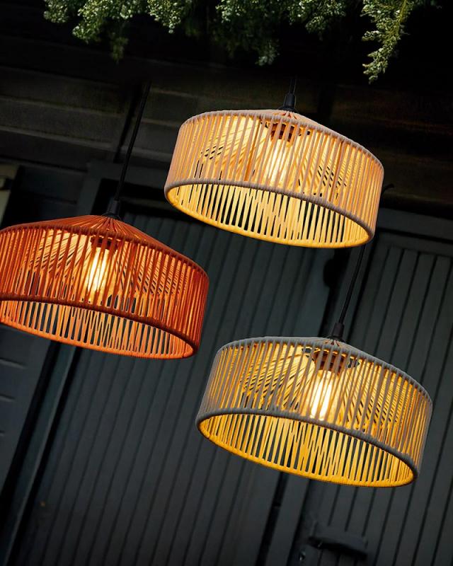 New Garden CALABARDINA PENDELLEUCHTE MIT KABEL und E27 Fassung Durchmesser: 30 cm, IP44 Sanftes Weiß