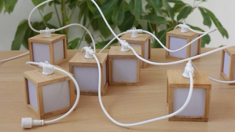 New Garden Vega Solarlichterkette IP44 5 m lang Bambus 1800 K für 230 V Betrieb oder mit Solar - flexible Handhabung möglich