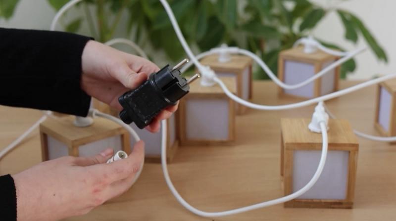 New Garden Vega Solarlichterkette IP44 5 m lang Bambus 1800 K für 230 V Betrieb oder mit Solar - flexible Handhabung möglich