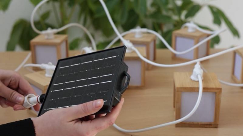 New Garden Vega Solarlichterkette IP44 5 m lang Bambus 1800 K für 230 V Betrieb oder mit Solar - flexible Handhabung möglich