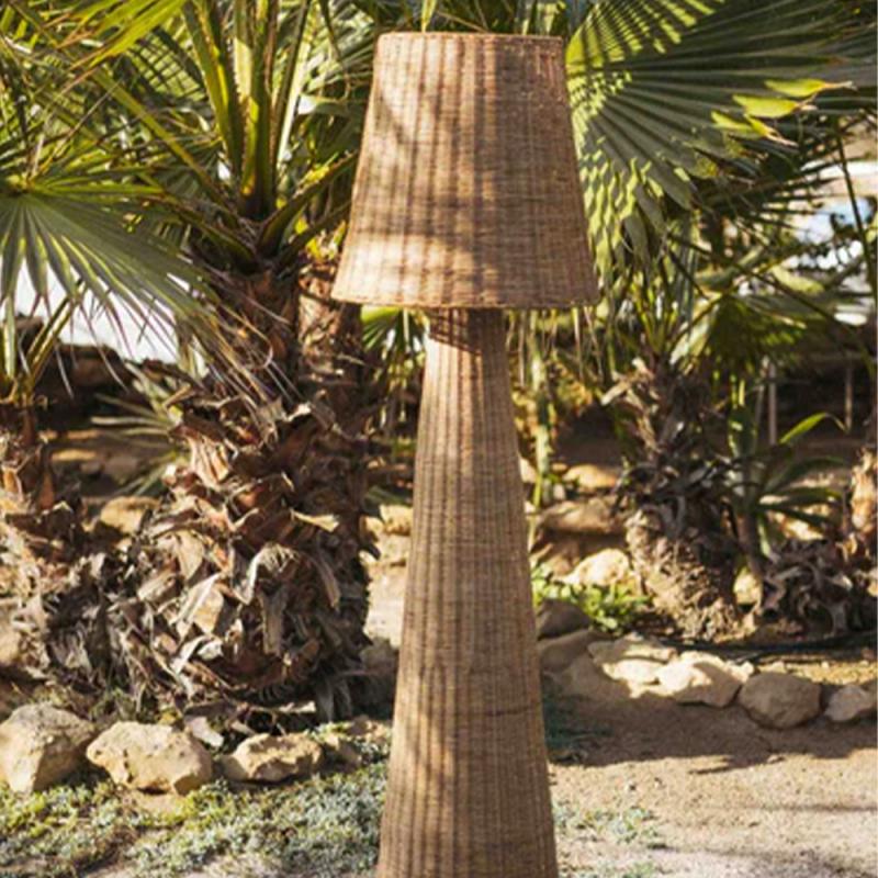 New Garden Stehlampe Lola 165 Natur, braun, Rattan, IP54 In & Out,165 cm hoch mit E27 Fassung, ohne Leuchtmittel, mit Jutekabel und Stecker für 230 V