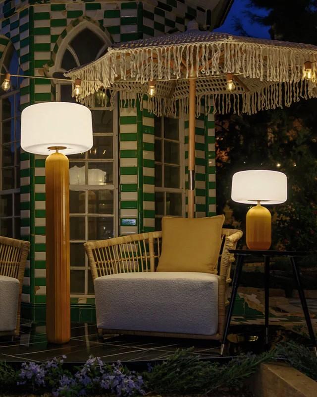 New Garden SOLAR-TISCHLAMPE PHOEBE 40 in Senf In&Out IP65 mit Fernbedienung und warmweiße Lichtfarbe