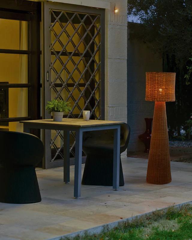 New Garden Dekorative Rattan Stehleuchte Grace 140 Nature Höhe: 137 cm, IP54, mit Kabel für 230 V, mit E27 Fassung ohne Leuchtmittel