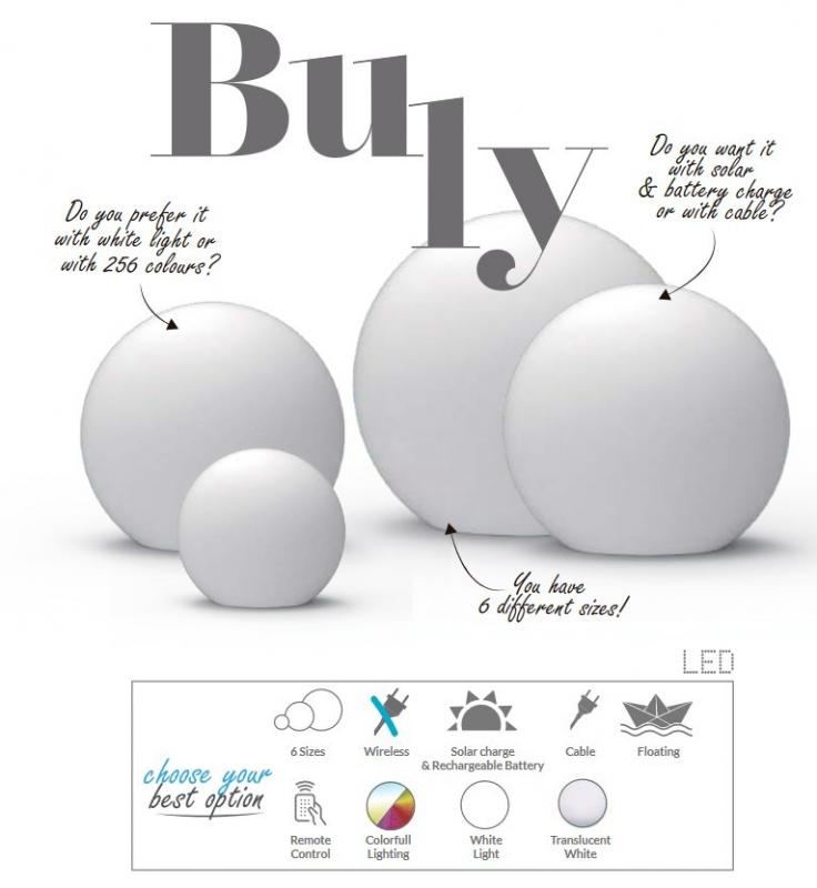 New Garden BULY 40 LED Lichtkugel für Innen IP20, Ø 40cm mit Kabel, Stecker und Schalter für 230 V Anschluß
