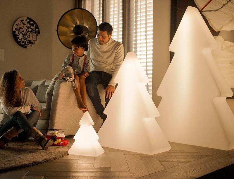 PINUS kleiner leuchtender Baum Weiß RGBW Solar Akku 40cm Innen & Außen New Garden