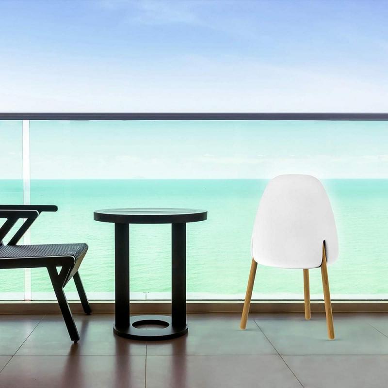 New Garden Rocket 70 Raketenförmige Solar LED Stehleuchte mit Holzfüßen, Akku & Fernbedienung dimmbar RGB Farben IP65 - Höhe: 70 cm, Durchmesser: 38 cm