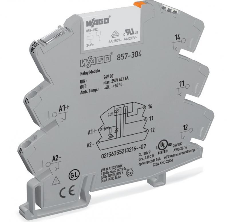 WAGO 857-304 Relaisbaustein steckbar 24 V DC 6 A