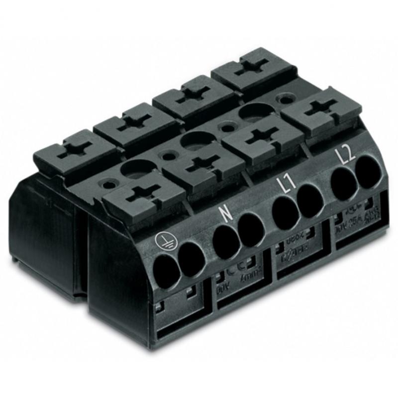 WAGO 862-9504 4-Leiter-Geräteanschluss Klemme PE-N-L1-L2 4 mm² schwarz