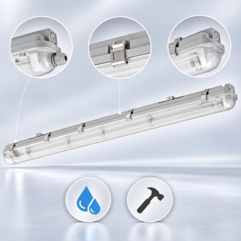 120cm Philips Ledinaire Feuchtraumleuchte Leergehäuse 1-flg. Wannenleuchte für G13 Röhre