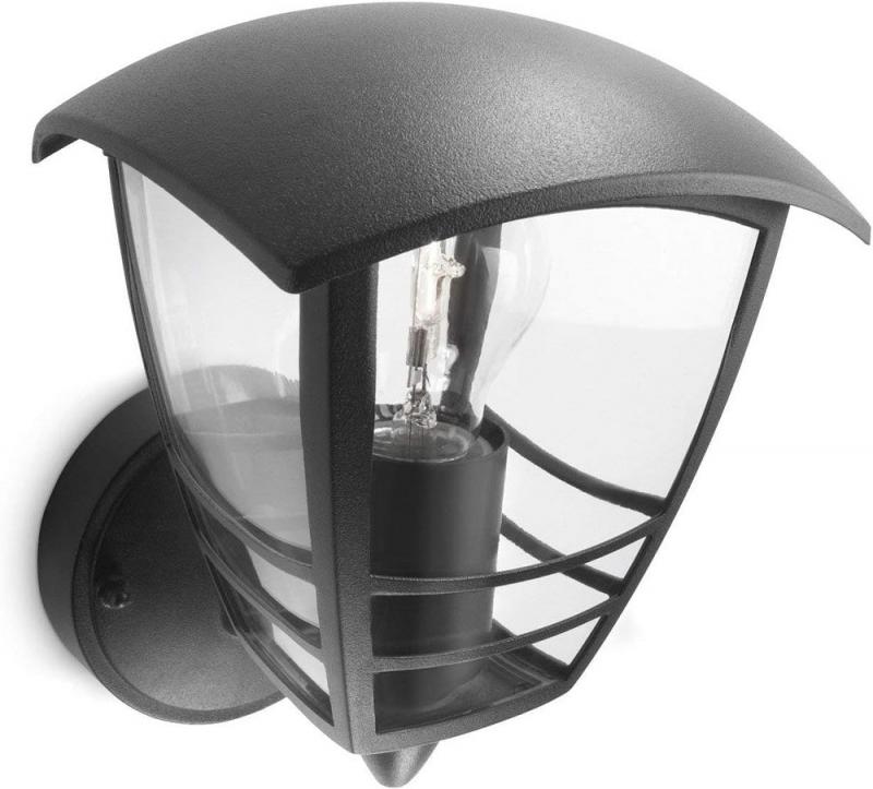 Philips myGarden Außen Wandleuchte Creek Schwarz in nostalgischer Laternenform
