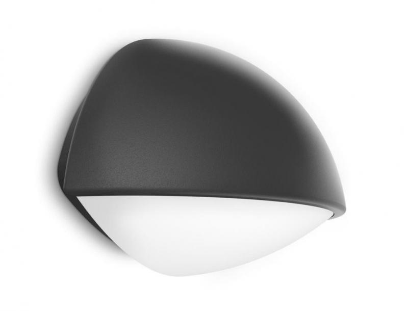 Philips myGarden Halbmond Wandleuchte Dust in Anthrazit inkl. warmweißer LED für Hauseingang & Terrasse