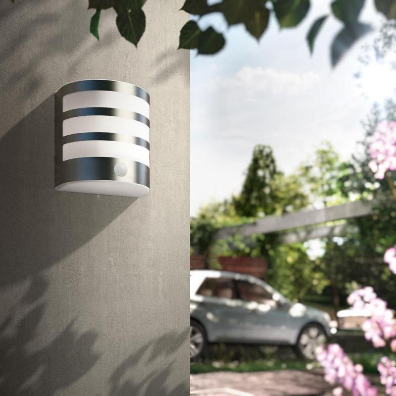 Philips myGarden LED Außenwandleuchte Calgary Edelstahl mit Bewegungsmelder