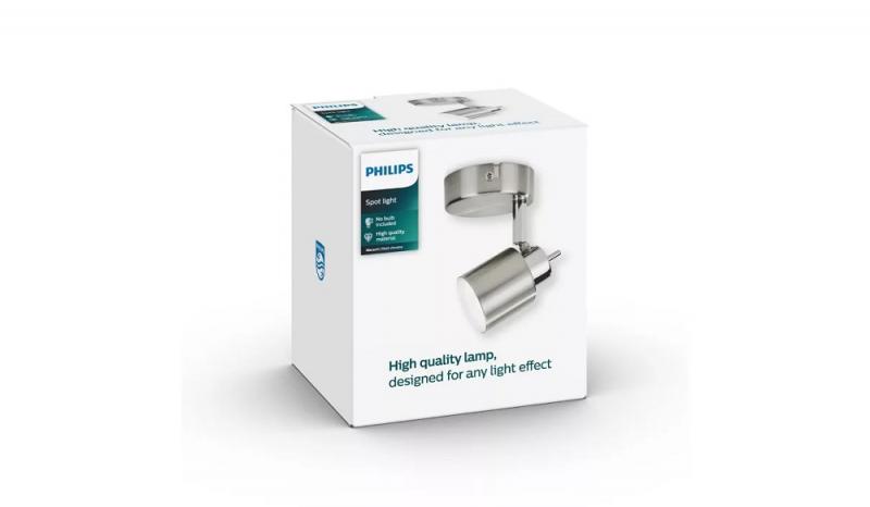Philips 1er Meranti Decken-/Wandspot in Nickel mit 1 x GU10 Fassung IP20 - GU10 Leuchtmittel nicht enthalten