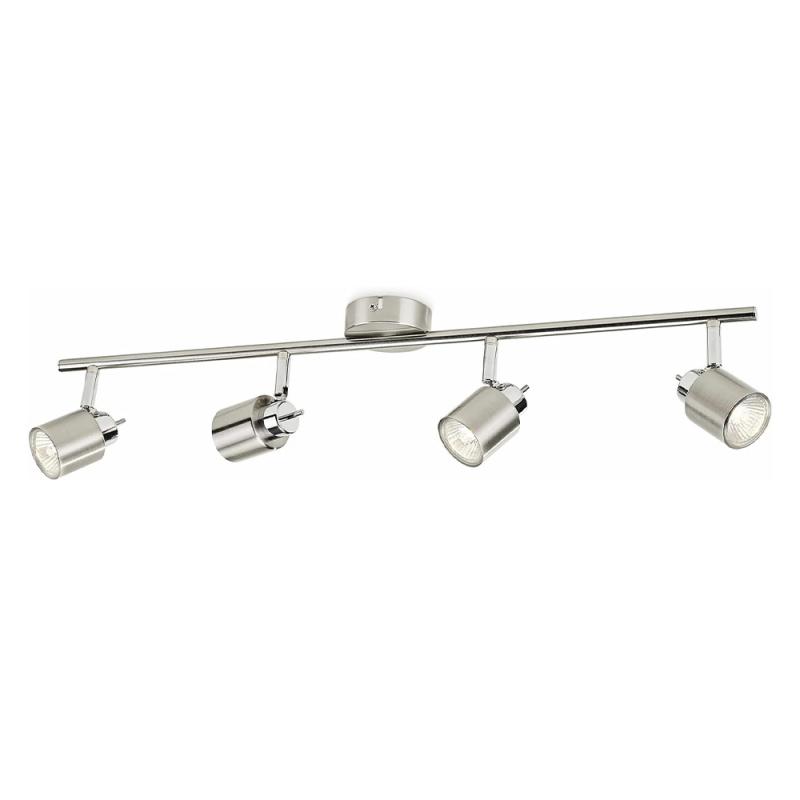 Philips 4er Meranti Deckenstrahler in Chrom mit 4 x GU10 Fassung IP20 - GU10 Leuchtmittel nicht enthalten