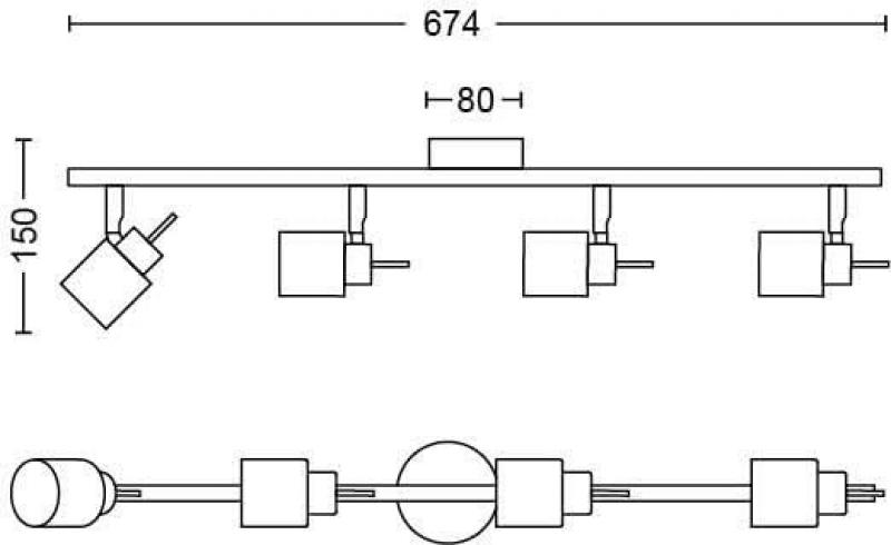 Philips 4er Meranti Deckenstrahler in Chrom mit 4 x GU10 Fassung IP20 - GU10 Leuchtmittel nicht enthalten