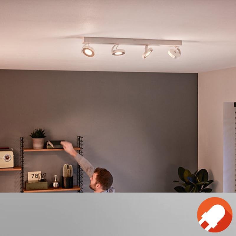 Philips myLiving 4-flammiger LED Spot Clockwork WarmGlow dimmbar in Weiß