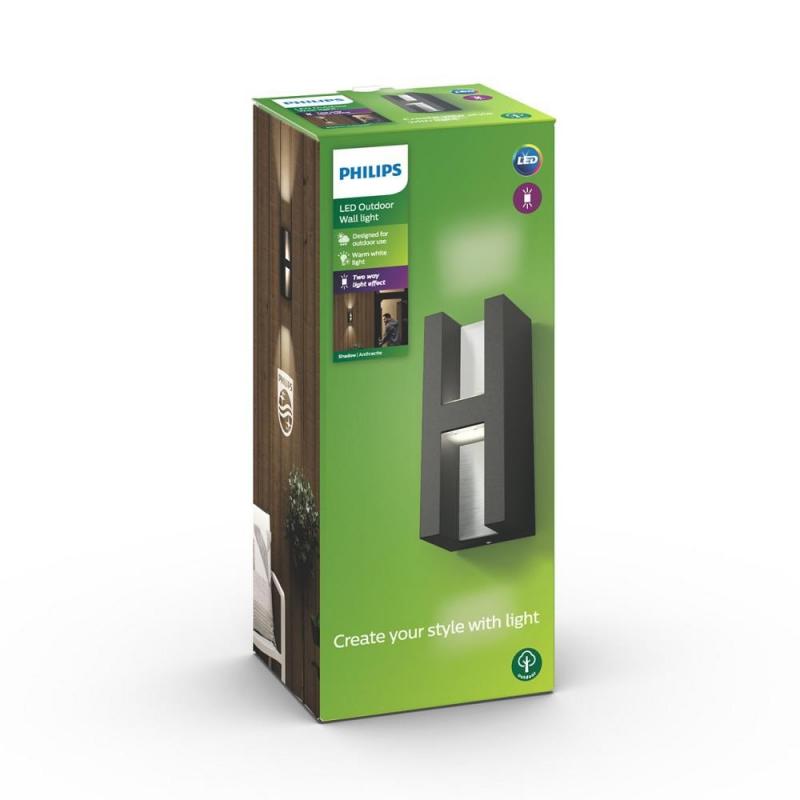 Philips myGarden LED Außenwandleuchte Shadow 1000lm Anthrazit