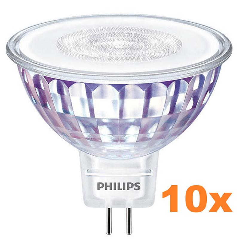 10er Sparset Philips GU5.3  CorePro LED Strahler MR16 36° Abstrahlwinkel 7W (50W) warmweiss Glas