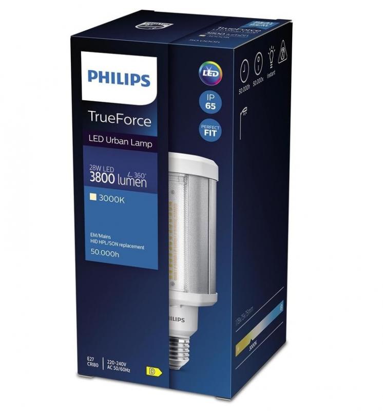 PHILIPS MASTER TrueForce Urban LED HPL 28W wie HPL 80W / SON 70W 3800lm 3000K Warmweiß E27 360° KVG/VVG/220–240V IP65