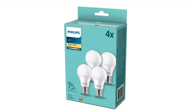 4er Pack PHILIPS E27 LED Lampen Milchglas 10W wie 75W warmweißes Licht