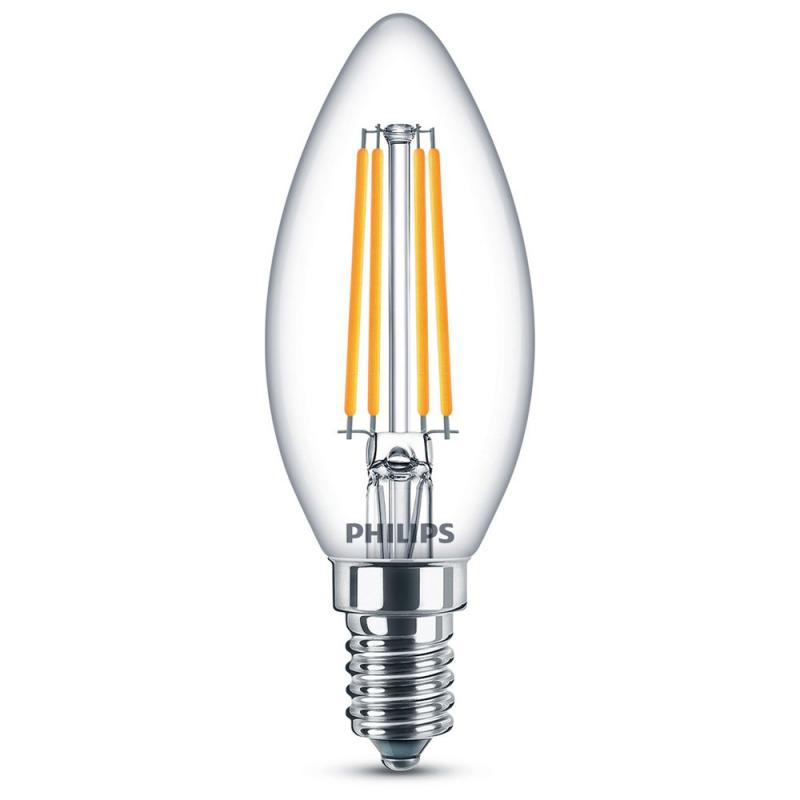 PHILIPS E14 LED Filament Leuchtmittel Kerzenform 6.5W wie 60W warmweiss klar