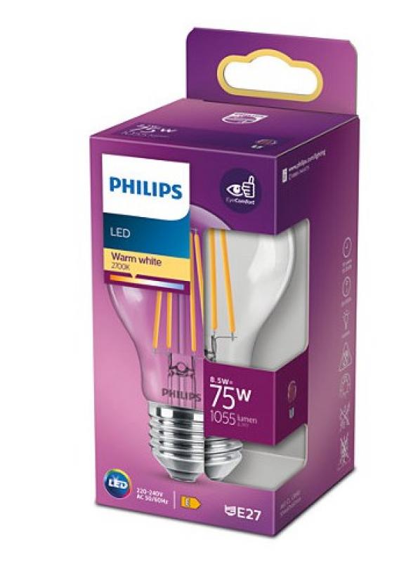 12er Set PHILIPS E27 Retrolook LED Lampe mit Filamentfäden 8.5W wie 75W warmweisses Wohnlicht