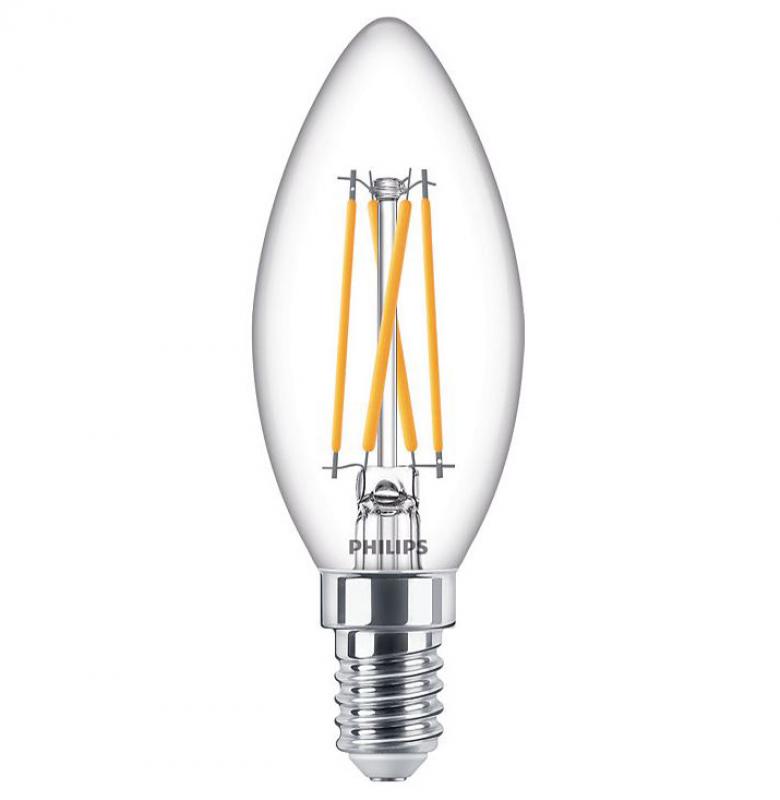 Nur noch angezeigter Bestand verfügbar:  Philips E14 LED Classic DimTone Filament Kerze 2200-2700K Klar 3,4W wie 40 Watt