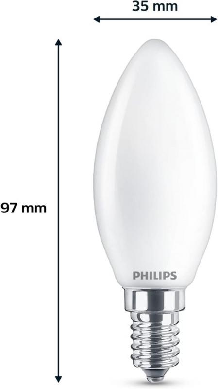 2er Set Philips E14 LED Classic Kerzenlampe 2,2W wie 25W Matt 2700K warmweißes Licht