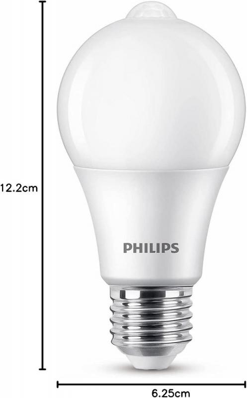Philips E27 LED Lampe Sensor mit Bewegungsmelder 8W wie 60W warmweißes Licht Standardform Glühbirne