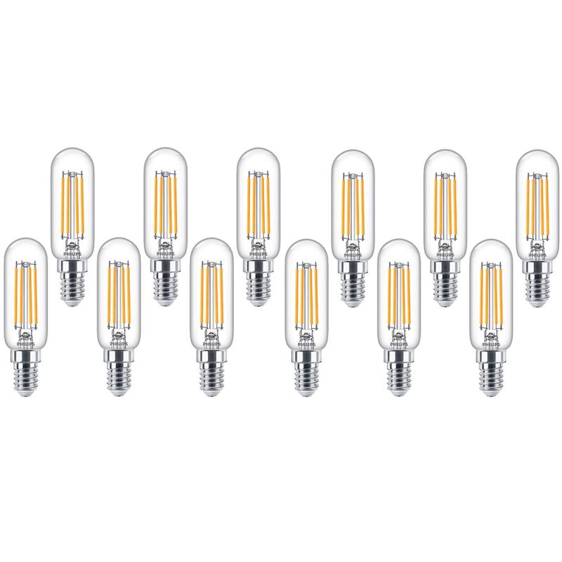 10er Sparpack PHILIPS T25 E14 Filament LED-Lampe schmal 4,5W wie 40W warmweiß