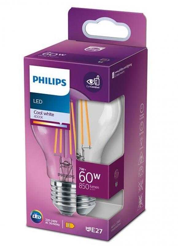PHILIPS E27 LED Lampe Birnenform mit dekorativen Filamentfäden 7W wie 60W universalweisses Licht