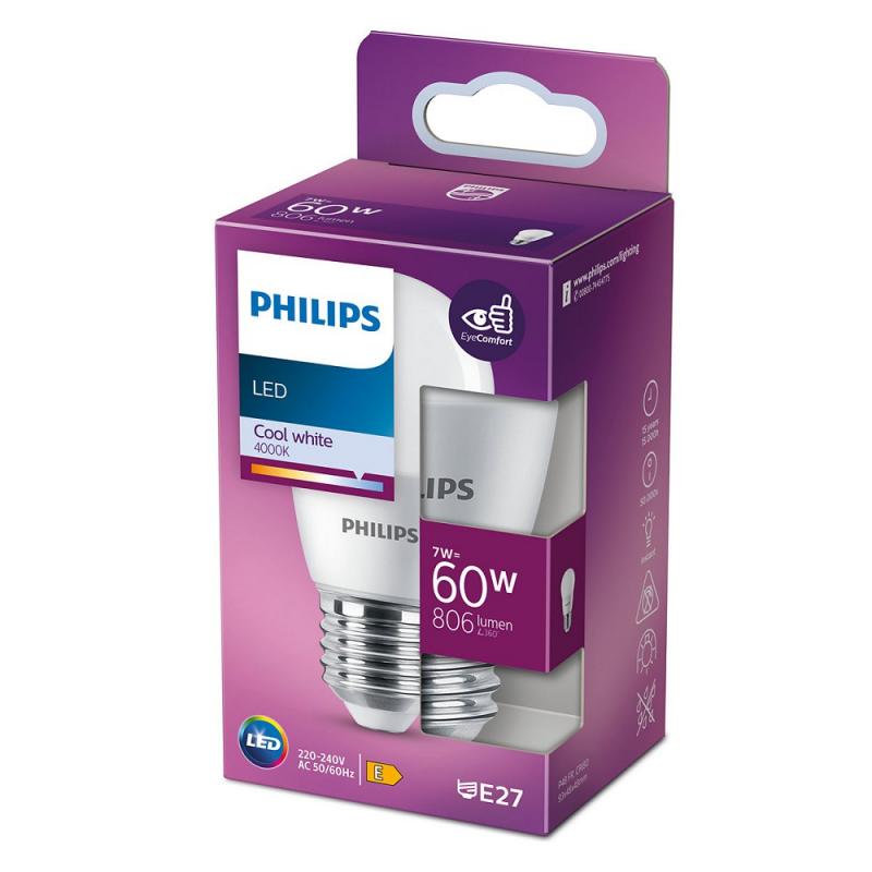 PHILIPS E27 LED Leuchtmittel in Tropfenform 7W wie 60W 4000K universalweißes Licht opalweiss mattiert
