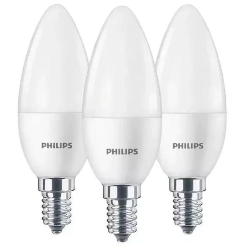 3er-Set PHILIPS E14 LED Lampen in Kerzenform matt 4.9W wie 40 Watt warmweiss
