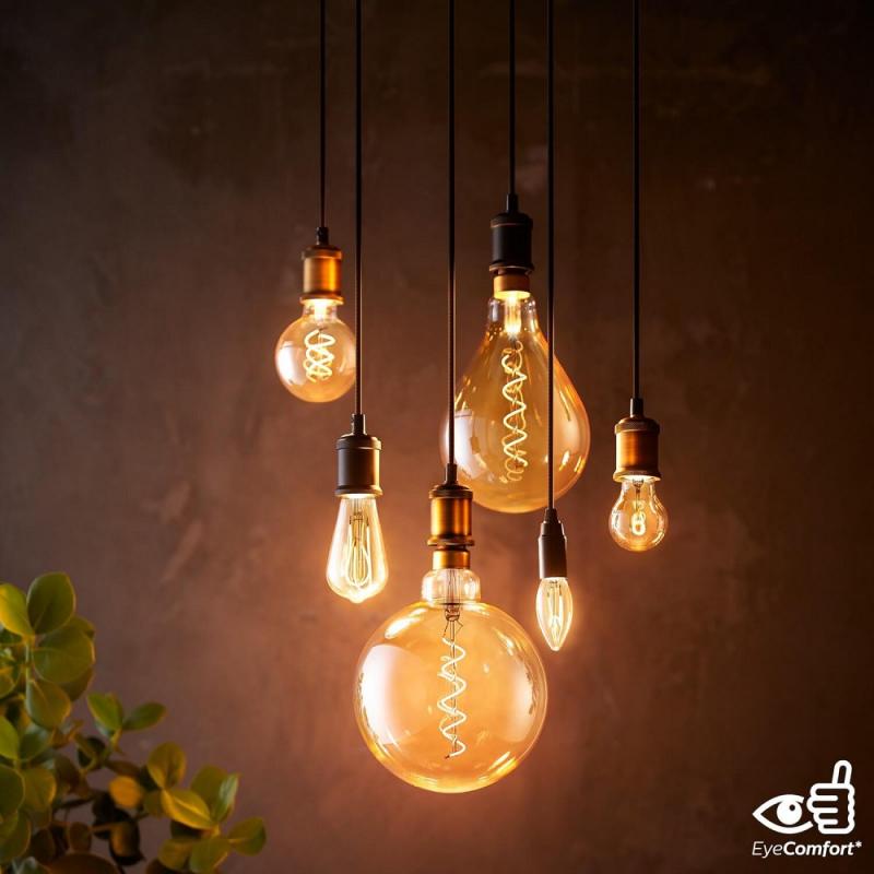 Philips E27 LED Filament-Lampe Bernstein dimmbar 3,1W wie 25W 1800K extra warmweißes Licht