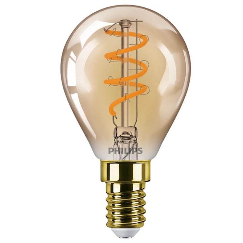 Nur noch angezeigter Bestand verfügbar:  PHILIPS E14 LED Lampe Gold  2,6W wie 15W dimmbar 1800K extra warmweißes gemütliches Licht