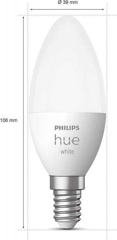 Philips Hue White Warmweiß E14 LED Leuchtmittel Bluetooth & ZigBee dimmbar 5,5W wie 40W