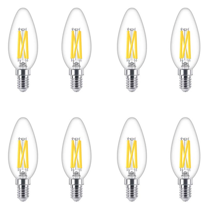 8er Sparpack PHILIPS LED Kerzen Lampe E14 3,4W wie 40W WarmGlow dimmbar 2700K-2200K warmweiß