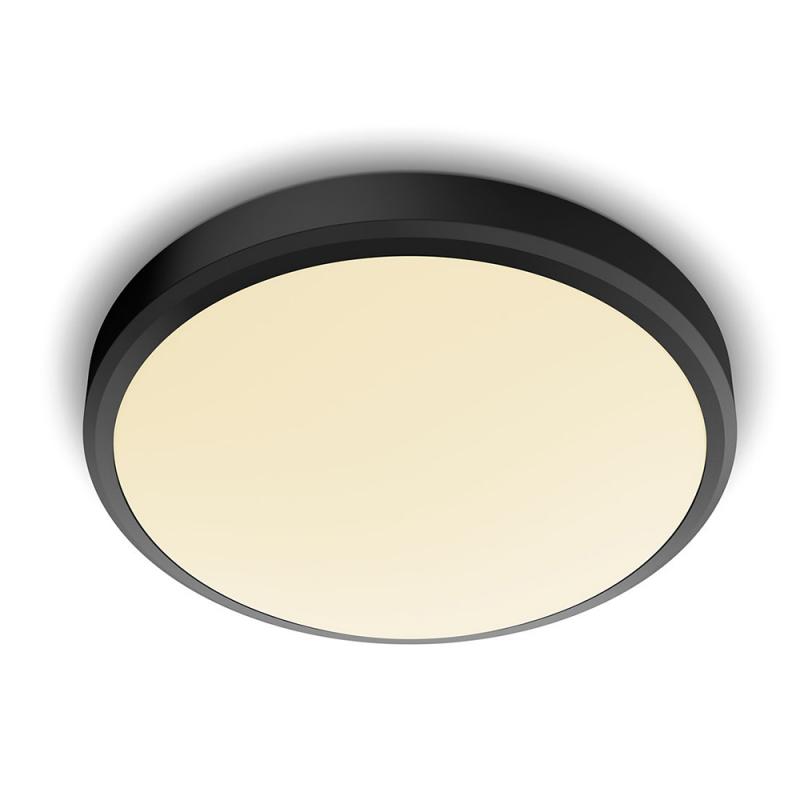 Philips LED Deckenleuchte Doris ø35cm schwarz warmweißes Licht 2700K mit Eye Comfort - auch für das Bad geeignet IP44