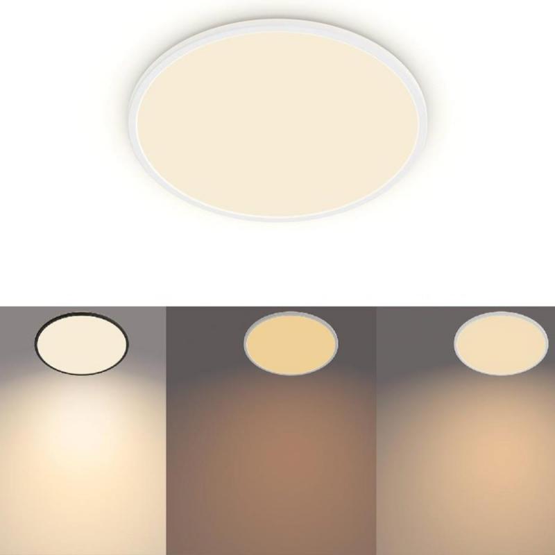 Weiße Superslim Philips myLiving LED Deckenleuchte ø43cm warmweißes Licht mit Eye Comfort & Dimmen in Stufen
