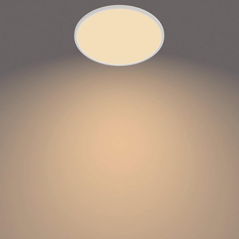 Weiße Superslim Philips myLiving LED Deckenleuchte ø43cm warmweißes Licht mit Eye Comfort & Dimmen in Stufen