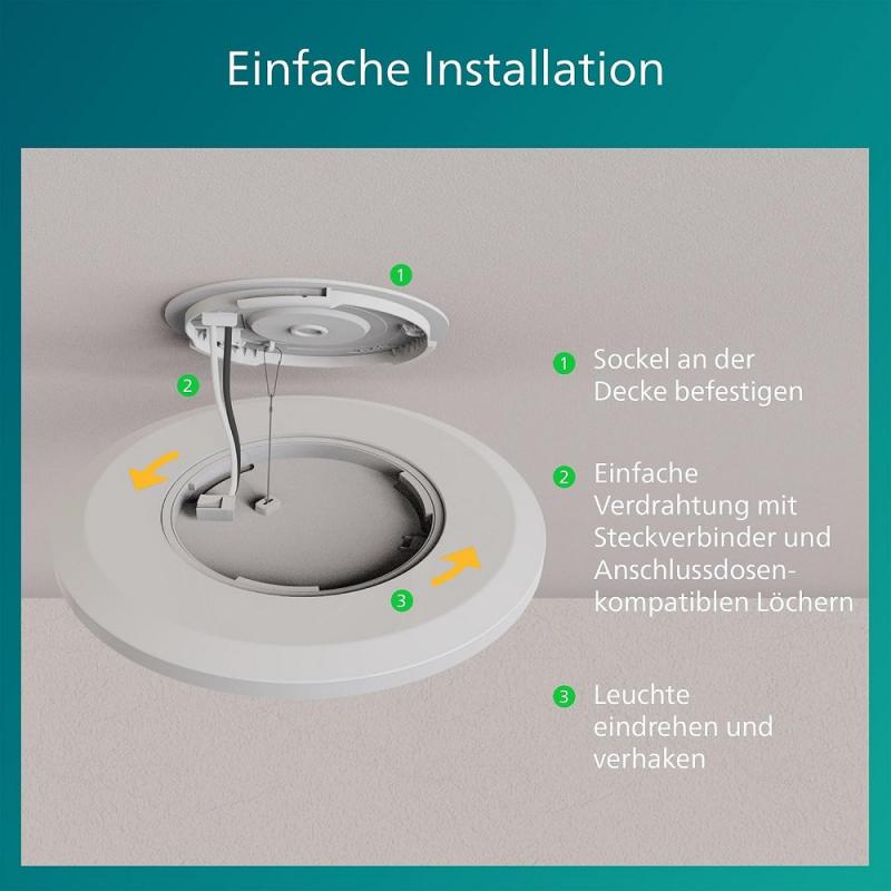 Philips SuperSlim SceneSwitch LED-Deckenleuchte 22W 2000 lm 2700K warmweiß Ø430 mm weiß 3-stufig dimmbar
