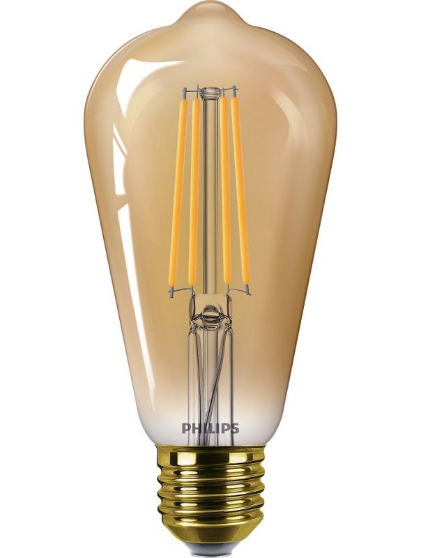 Philips E27 Filament LED Kolbenlampe im vintage Design dimmbar 5,8W wie 50W 2200K extra warmweiß in Bernsteinfarbe