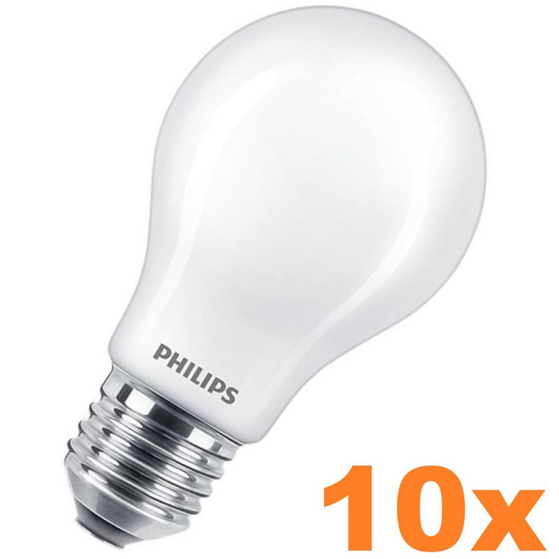 10er Vorteilspack Leistungsstarke PHILIPS E27 CorePro LED Lampe matt 7,8W wie 75W 90Ra hohe Farbwiedergabe & dimmbar - warmweiß 2700 Kelvin