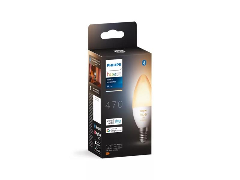 Philips Hue White E14 LED Kerze White Ambiance dimmbar 5,2W wie 40W Tunable White mit Bluetooth- und/oder ZigBee-steuerbar