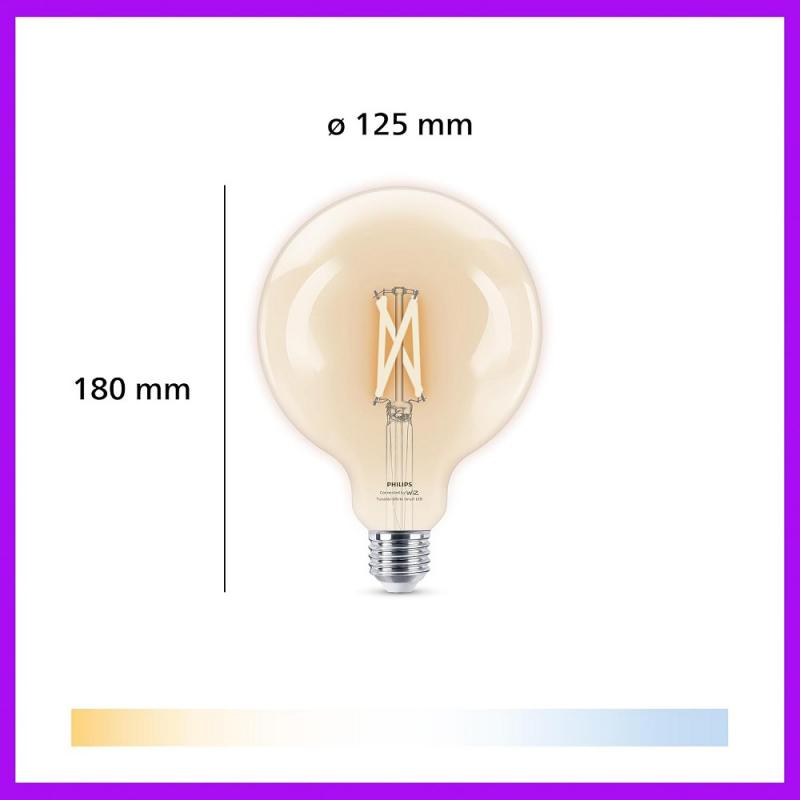 Philips WiZ Smart LED-Filament-Kugellampe G125 E27 7W wie 60W 806lm 2700–6500K dimmbar WiFi Bluetooth
