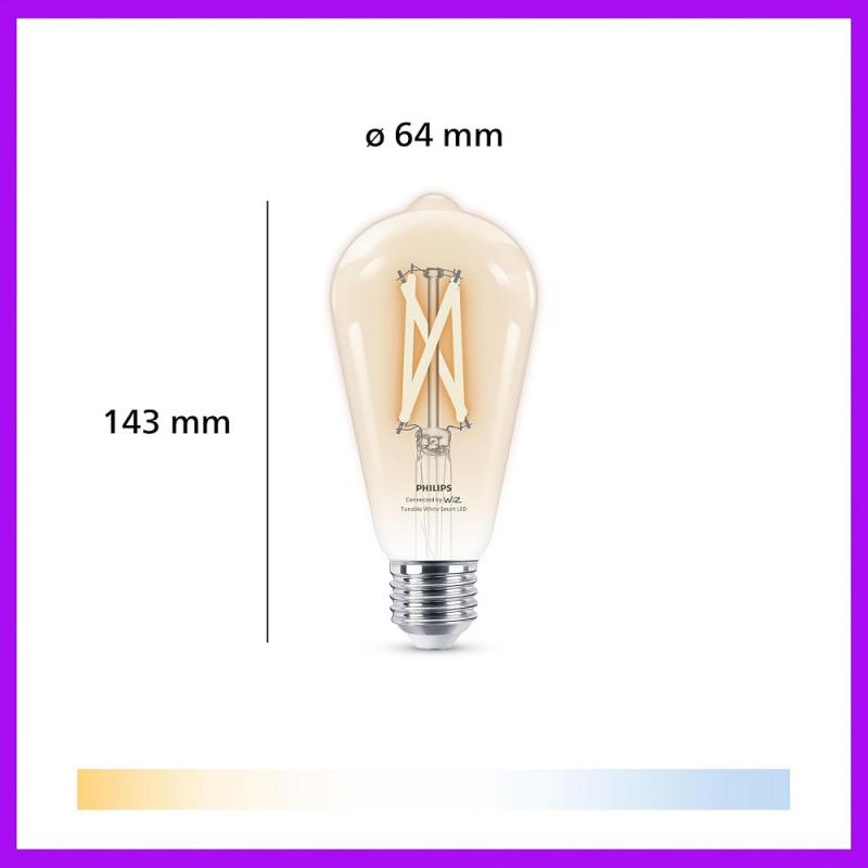 Philips WiZ Smart LED-Filament ST64 E27 7W wie 60W 806lm 2700–6500K dimmbar Matter
