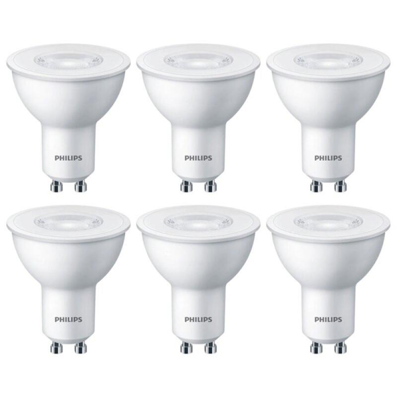 6er Pack Philips GU10 LED Strahler 36°-Ausstrahlwinkel 4.7W wie 50W warmweisse Akzentbeleuchtung aus Kunststoff