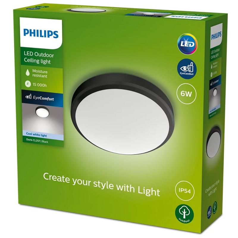 Schwarze Superslim Philips myLiving LED Deckenleuchte ø43cm warmweißes Licht