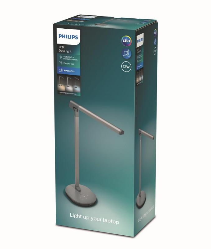 Philips LED Sword Schreibtischleuchte dimmbar mit USB in Anthrazit